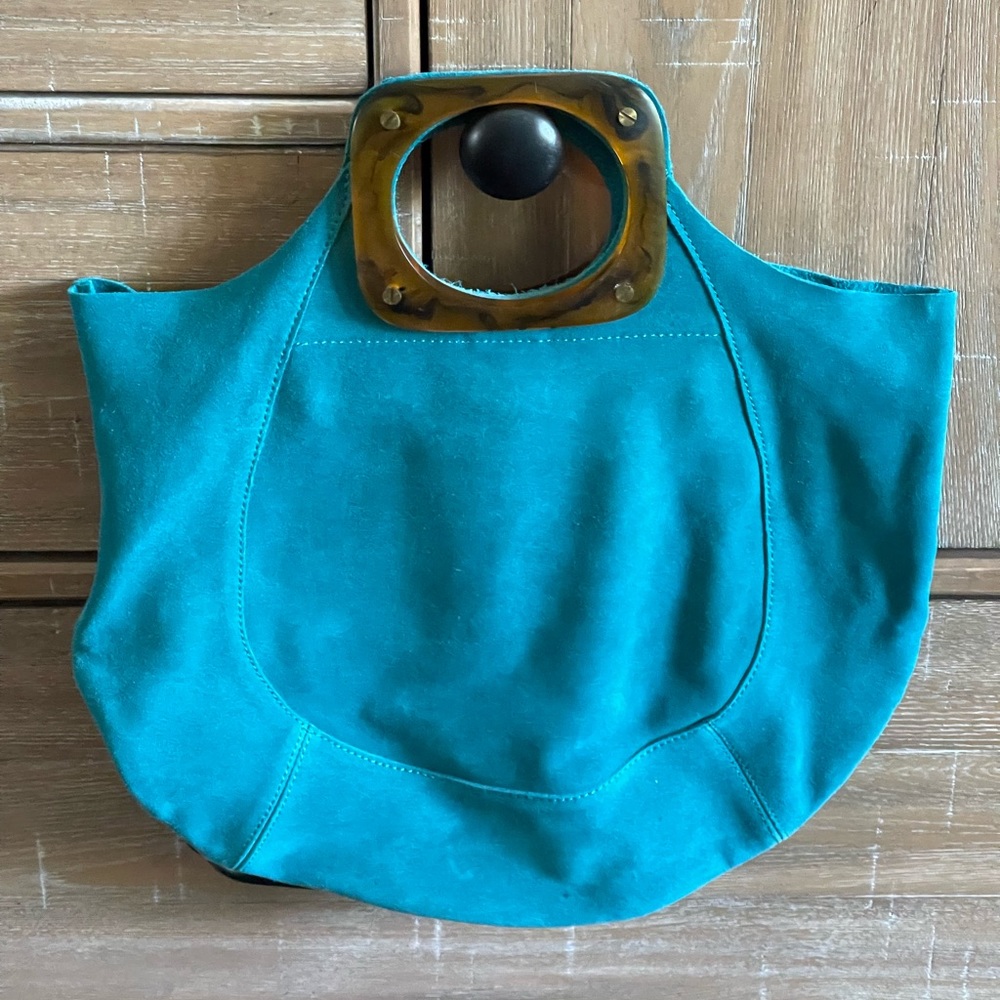 NWOT Anthropologie Teal Suede Bag